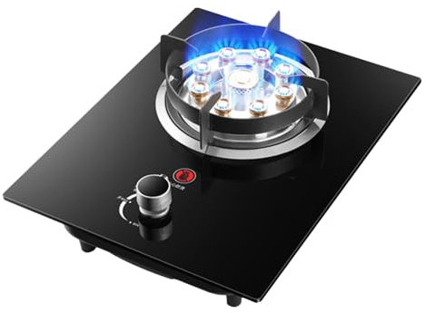 Fornello A Gas 1 Fuoco, Bruciatore Wok Con Anello Di Fuoco A 9 Cavità Da 5,0 KW, Piano Di Lavoro In Vetro Temperato Nero For Cucinare, Con Protezione Spegnimento (Size : NG)