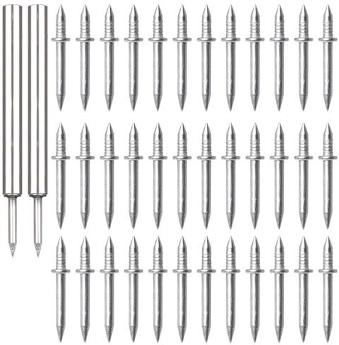 Lot de 200 clous à double tête sans couture avec fil de socle à double tête pour plinthes sans traces, vis de plinthe avec 2 outils de douille spécifiques aux ongles