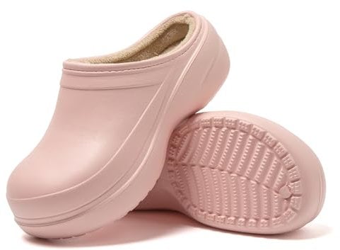 JOMIX Sabot Fourrure Femme Sabots Medical Femme Sabot Orthopédique Pantoufles Anatomiques Caoutchouc Travail Sanitaire Hôpital Cuisine (Rose, 38_39)