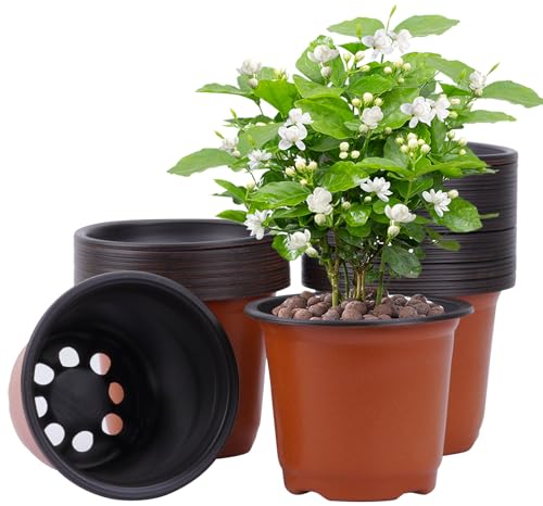 Vasi da Fiori in Plastica per Piante, 40Pcs 10cm Vasi da Coltivazione Vasi da Vivaio Piccolo, Vaso per Piantine per Semi, Piantine Grasse, Verdure, Giardini, Ideale per Piante da Interno e da Esterno