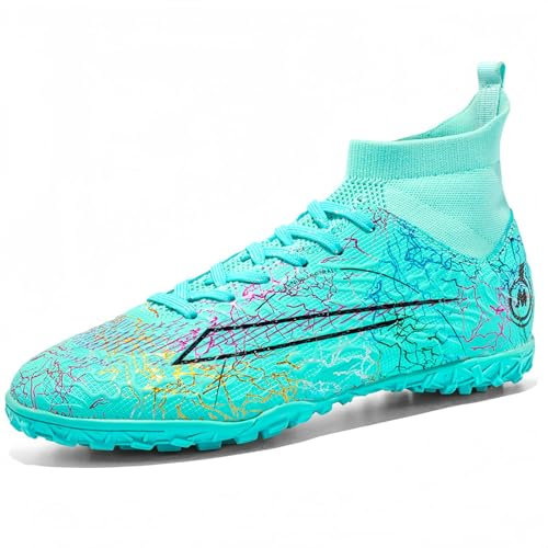 KUUK Scarpe da Calcio Uomo Donna Turf Scarpe da Calcetto Indoor Unisex Artificiale Scarpe da Allenamento Teenager AG TF Erba Sintetica Training Scarpe (028 Verde TF 41)