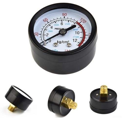Air Compressor Pressure Gauge 0-180 PSI 0-12Bar 13mm 1/4 for BSP Thread Diameter Pressure Gauge for Air Compressor