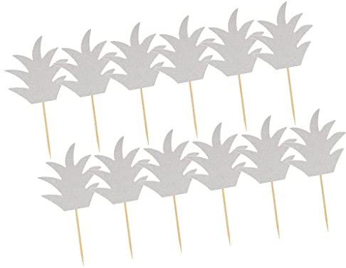 Cupcake-Topper mit tropischem Luau-Sommerparty-Motiv, handgefertigte Picks für Babyparty, einfache Montage mit Klebstoff, perfekte Kuchendekoration für besondere Anlässe, Silber, 12 Stück