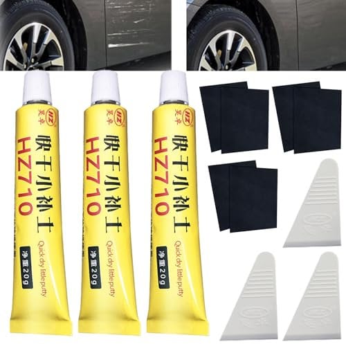 Car Body Filler Repair Kit 3 Pcs Car Paint Scratch Filler Putty Car Scratch Filler Quick Dry Automotive Paint Chip Repair Filler Kits Car Scratch Remover for Dents Deep Scratches Peeling Paint