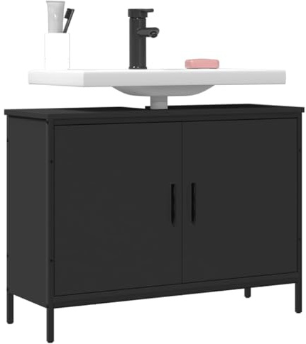 Xichuzi Waschbeckenunterschrank Schwarz 80x30x60 cm Holzwerkstoff, Unterschrank Waschbecken, Badezimmer Unterschrank, Unterschrank Bad, Badezimmerschrank, Badmöbel, Badschrank - 842451