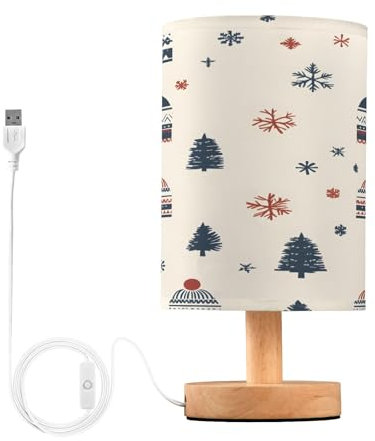 Mnsruu Nachttischlampe, Weihnachtsmütze, Baum, Nachttischlampen mit rutschfester Basis, Nachtlicht für Schlafzimmer, Wohnzimmer, Dekoration