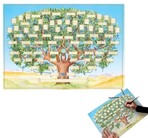 Stammbaum-Diagramm zum Ausfüllen, Baumdiagramm zum Ausfüllen, Blanko-Ahnenposter, Exquisite Schöne Ausfüllbare Ahnentafel, Familienbaumbild-Dekoration, Kreatives Leeres Befüllbares Ahnentabelle