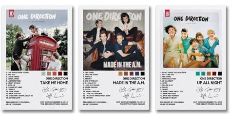 3 Stück One Poster Direction Musikband Album Cover signiert Wandkunst Leinwand Poster Zimmer Dekorativer ästhetischer Druck Dekor 60 x 90 cm - 3 Stück Stil 3