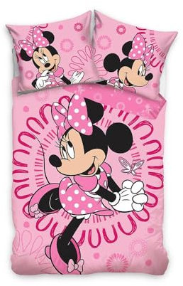 Carbotex Minnie Mouse Pink Single Reversible Duvet Cover and Pillowcase Set - European Size
