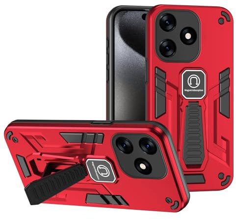 Coque arrière pour smartphone Coque compatible avec Tecno Spark 10 4G/Spark 10C avec béquille intégrée, qualité militaire, anti-chute, coque de protection intégrale en caoutchouc TPU et coque rigide e