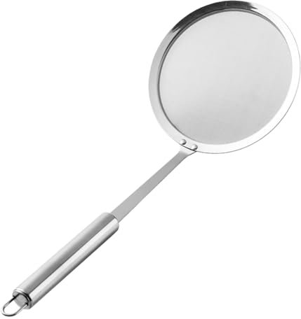 Stainless Steel Skimming Spoon, Skimmer Colander, Deep Fat Fryer Skimmer Spoon with Long Handle, Filter Soup Strainer Kitchen Tool, for Frying, Cooking, Oil Filter, Hot Pot, Pasta, Noodle
