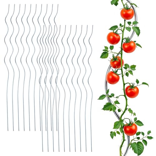 Tomaten Spiralstab verzinkt 110 cm - 20er Set - Metall Rankstab für Tomatenpflanzen - Kletterhilfe Rankhilfe Tomatenspiralstab Pflanzenstütze Pflanzstab Tomatenstab Blumenstab