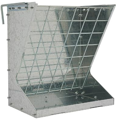 Heuraufe getar får fodertråg stål djurfoder foderdispenser 2 i 1 hö spannmål utfodring 30 kg lastkapacitet 56,6 cm längd rektangel form väggmontering golvstående (silver, A)