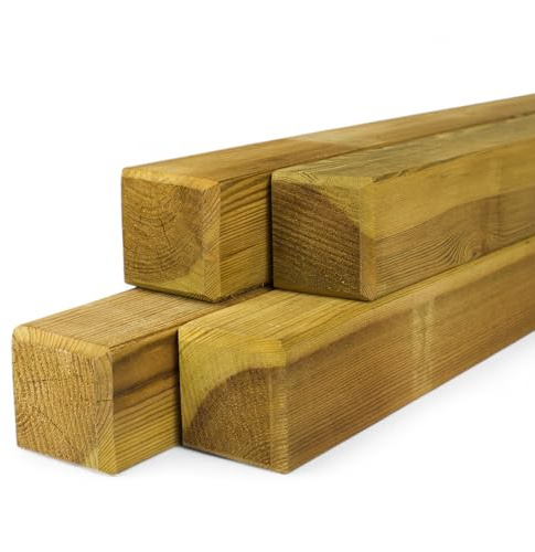 4er Set Vierkant-Zaunpfosten stumpf KDI Grün – 9x9 cm, Längen 100–150 cm, imprägniertes Nadelholz, wetterfest langlebig, Pfosten Zaunbau, Gartenprojekte Konstruktionen aus dem Sauerland (100 cm Länge)