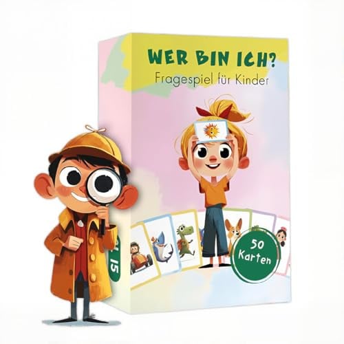 FOPSDGN Wer Bin ich? Spiel für Kinder ab 5 Jahren - Familienspiel, Lernspiel & Reisespiel - Geschenk für Mädchen & Jungen