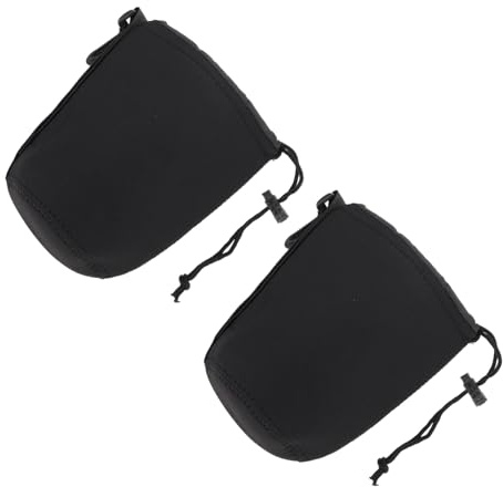 DECORNIJIA Custodia Ganci Obiettivo Nera 2 Pezzi Fotocamera in Neoprene | Mouth Elastico Regolabile, Isolamento Termico e Protezione Antiurto, Pratica da Appendere a Borse o Cinture