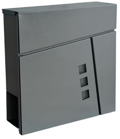 Relaxdays Briefkasten mit Zeitungsfach, HBT: 37,5 x 37 x 10,5 cm, DIN C4, wetterfest, 4 Schlüssel, Postkasten, Farbwahl