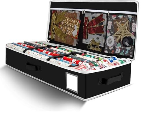 Contenitore per carta da regalo, organizer per carta da regalo, tessuto Oxford 600D, impermeabile, con scomparti per rotoli e nastri, 90 x 30 x 12 cm