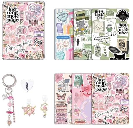 Kit di accessori decorativi compatibili con Kindle Paperwhite (11/12e), inclusi 2 tappi antipolvere USB-C con charms, 6 carte decorative, portachiavi ciondolo