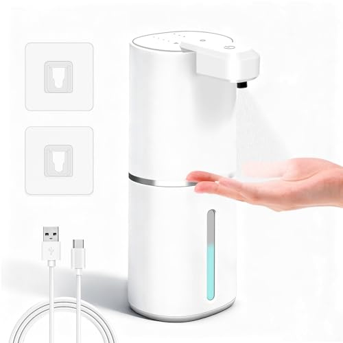 Dalugo Automatic Soap Dispenser, 380mL Disinfectant Soap Dispenser Wall Mounted with 4 Adjustable Levels IPX5 Waterproof