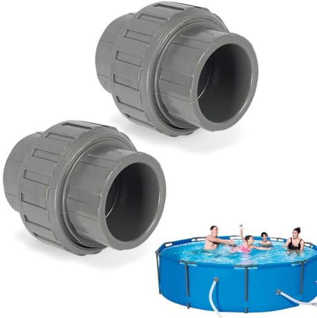 WRQIOO Lot de 2 raccords à visser en PVC 50 mm - Raccords en PVC - Pour tuyaux de piscine de 50 mm - Manchon adhésif x filetage extérieur - Raccord en PVC U pour tuyaux de piscine, pompes