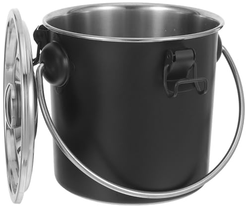 DINHEAROM Edelstahl Kohlebehälter mit Luftdichtem Verschluss und Klammer Vielseitiger Grillkohle Lebensmittelaufbewahrungseimer für Outdoor BBQ Camping Milch Getränkespeicherung