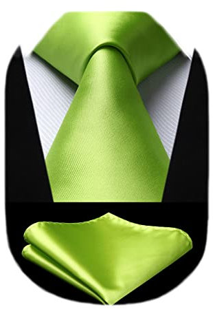 HISDERN Fazzoletto cravatta verde tinta unita da uomo Fazzoletto da cerimonia nuziale classico con cravatta fazzoletto da taschino