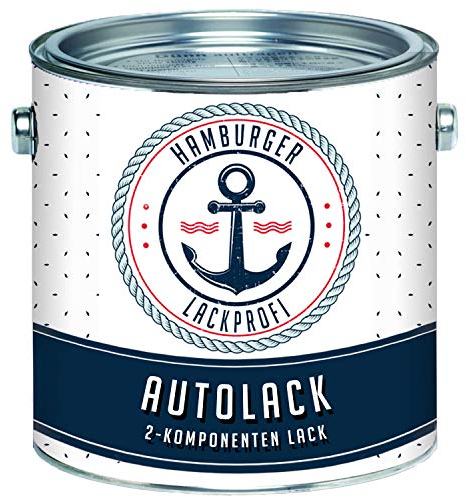 Hamburger Lack-Profi 2K Autolack GLÄNZEND Weiß RAL 9010 im Set Decklack - Hochdeckend - Rostschützend - Kratz- und schlagfest (5 L)