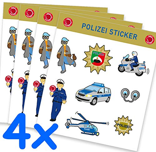 Neu: 32-teiliges Sticker-Set * Polizei * als Mitgebsel, als Geschenk oder zum Basteln | Polizeiauto Polizisten Aufkleber Bilder Kinder Kindergeburtstag Geburtstag