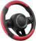 COFIT Anti-Rutsch Lenkradbezug Auto Lenkrad üBerzug Leder Lenkradhülle Universal Mikrofaser Autolenkradbezug Autozubehör S 35.5-36cm Rot and Schwarz