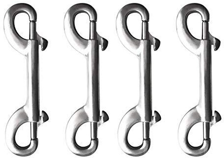 4 Stück Doppelkarabiner Karabinerhaken Karabiner Doppel Schnapphaken Tauchen Snap (90mm,Silber)