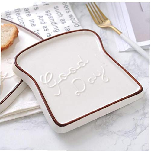 CULER 1PC Ceramic Toast Bread Shaped Dinner Plate Porcelain Salad Dessert Plate Dish Tray for Kitchen Restaurant
