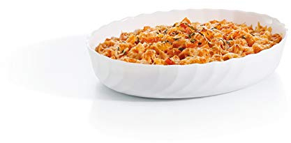 Luminarc - Plat ovale Blanc Smart Cuisine Trianon 250°C - Plat à Four en Verre Innovant - Léger et Extra-Résistant - Nettoyage Facile - Fabrication en France - Dimensions 32x24 cm