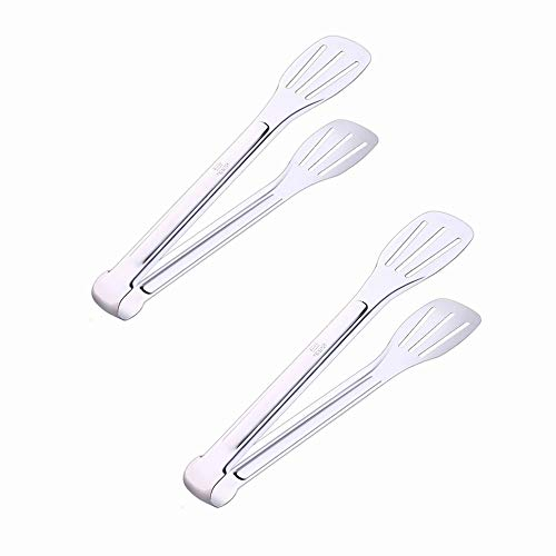 2Pcs 9.45Inch Cooking Tongs Kitchen Tongs Stainless Steel Serving Tongs for Barbecue, Cooking, Salad, Grilling, Cake Tongs for Serving