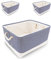 Mangata Stoff Aufbewahrungsboxen, offener Aufbewahrungskorb, Organizer für Kleiderschrank, 3er Pack (Blauer Streifen, Mittel)
