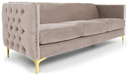 Menzzo Joshua 3-Sitzer Sofa mit Samtbezug Taupe