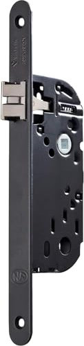 Vachette Serrure à Encastrer bec de cane, sans clé, Certifiée NF niveau 2, Axe à 40mm - D22 - Réversible sans démontage, Têtière bouts ronds - Porte cuisine, porte salon - Noir