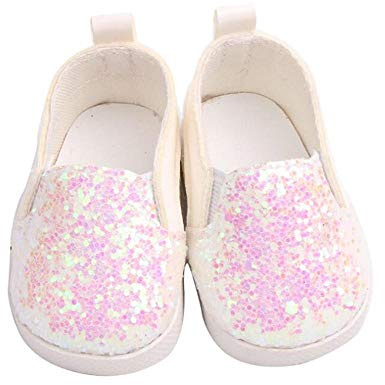 DUORUI Chaussures de Poupée Baskets Décontractées pour Poupée American Girl 18 Pouces avec Paillettes