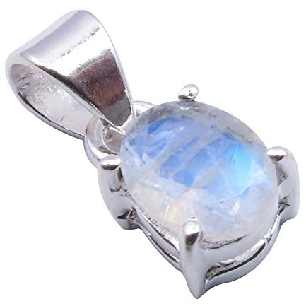SilverStarJewel Oval Regenbogen Mondstein Frühlingsferien Preise Anhänger 1,8 cm 1,3 Gramm Sterling Silber