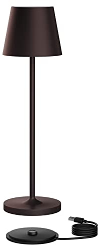 K-Bright Dimmbare LED Akku Tischleuchte Indoor & Outdoor Wiederaufladbar Warme Lichtfarbe Für drinnen und draußen Designer Tischleuchte mit USB Ladestation Bronze.