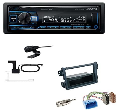 Alpine UTE-204DAB 1 DIN Autoradio DAB+ Bluetooth USB AUX-IN passend für Opel Agila 2008-2014 schwarz