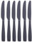 FULLYWARE Lot de 6 couteaux de table noir mat, 24,6 cm en acier inoxydable noir, finition satinée