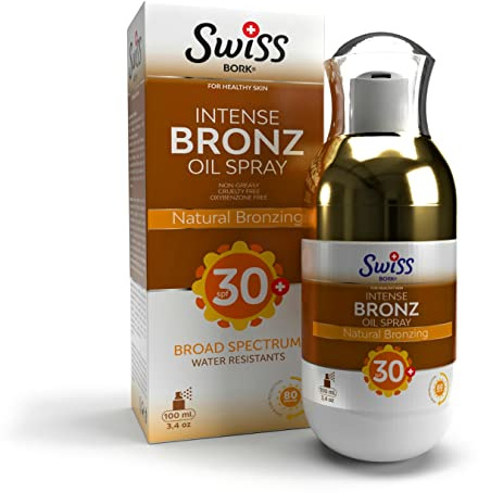Swiss Bork® Intense Bronze Oil Spray Spf 30+ (Water Resistant Natural Bronzer Spray) 100mL