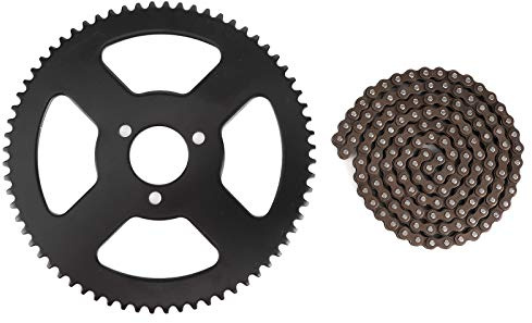 Qiilu Chaîne 25H et 144 Maillons pignon Arbre Remplacement d'arbre à 2 Temps pour Mini Moto électrique Pocket Bike ATV Quad Accessoires