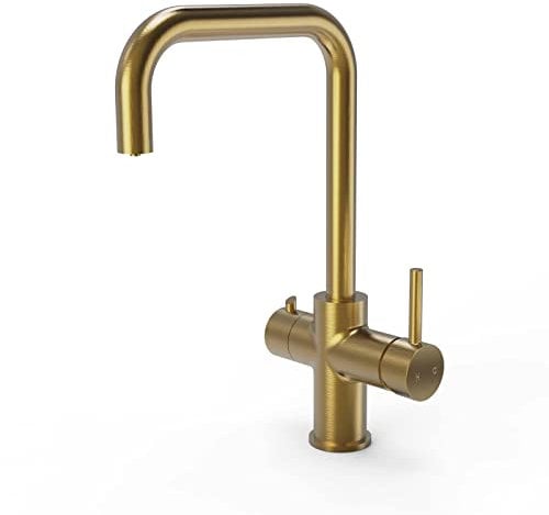 SIA HWT3GO 3-in-1 Instant Boiling Water Tap, True Boiling, Mains Hot & Cold, Kitchen Sink Mixer Tap with Boiler Tank & Filter, Brushed Gold