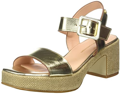 Fred de la Bretoniere Damen FRS1446 metallic Leather Heeled Sandal, Gold, 41 EU