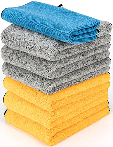 WEAWE® Auto/Motorrad-Mikrofaser-Reinigungs- und Pflegetücher (7 Stück) - saugfähig und weich, fusselfrei zur Lackpflege zum Trocknen und Polieren (60x40cm), auch für die Haushaltsreinigung