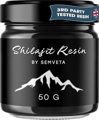 Semveta Shilajit Resin - 50g - Pure Altai Shilajit Resin - 85+ Trace Minerals & Fulvic Acid - for Vitality & Energy - Traditionally Harvested - 6 Months Supply