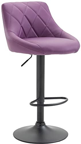 Tabouret De Bar Réglable en Hauteur Lazio Similicuir I Chaise Hauteur De Bar Confortable avec Dossier Et Repose-Pied I Réglable Pivotant, Couleur:Violet, Couleur du Cadre:Noir