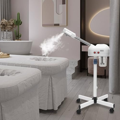 Gorgivous Vaporisateur d'ozone pour le visage, Machine de pulvérisation à froid, Spa cosmétique Sauna facial Machine de pulvérisation à froid, Vaporisateur de sauna facial (Blanc, 750W-Tube simple 1)